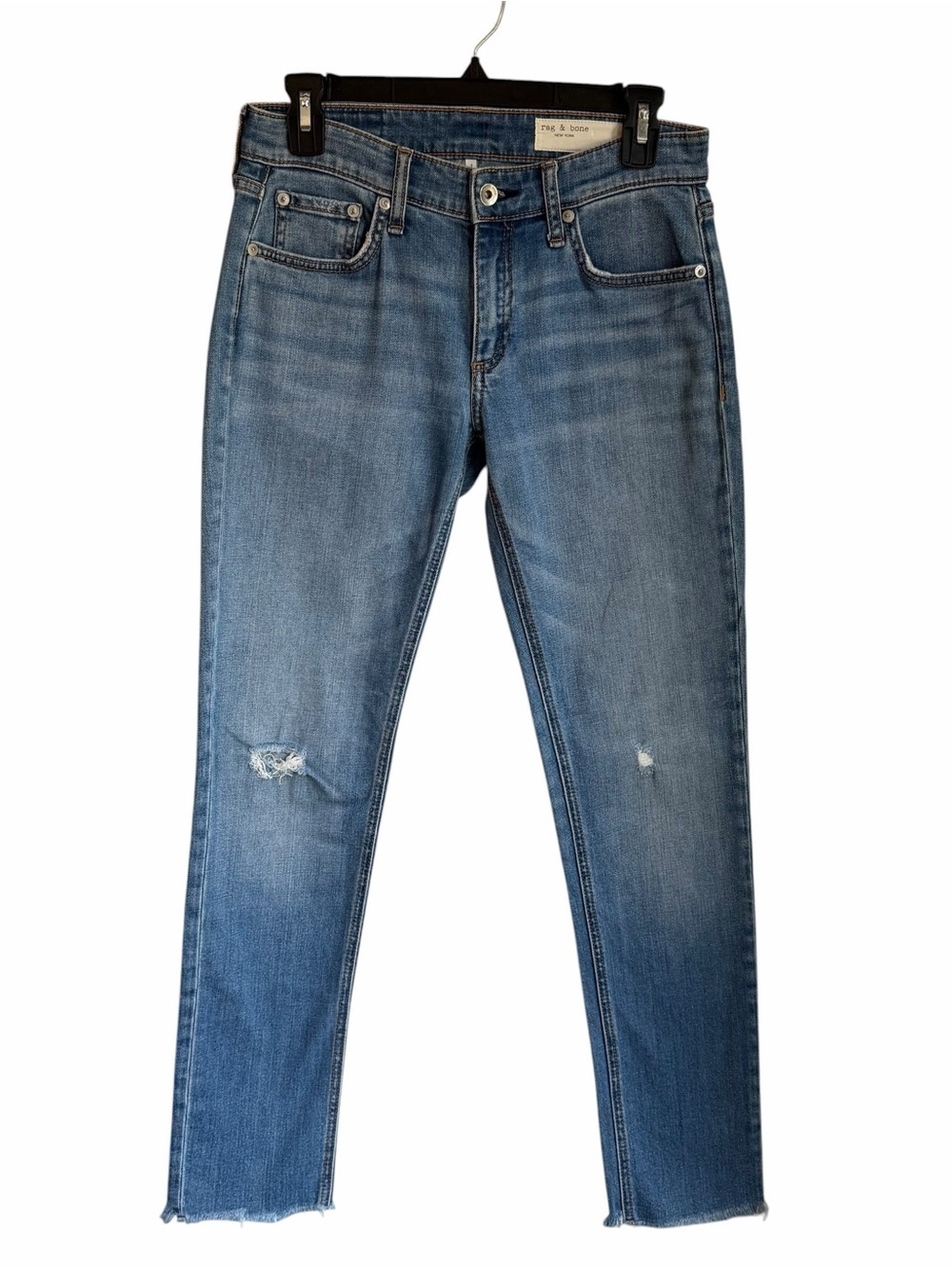 Rag & Bone Dre Low Rise Slim Boyfriend Jeans Size 24 Mick W Holes - Picture 2 of 10